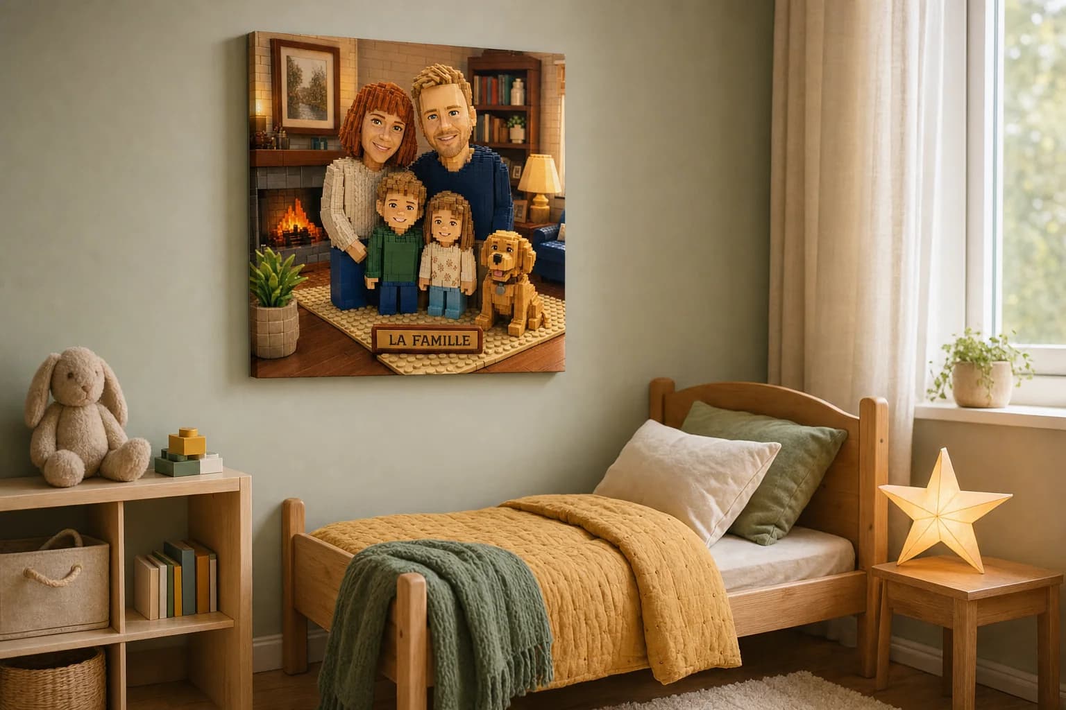 La toile en briques, dans la chambre d'enfant